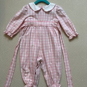 Toddler girl pink gingham romper